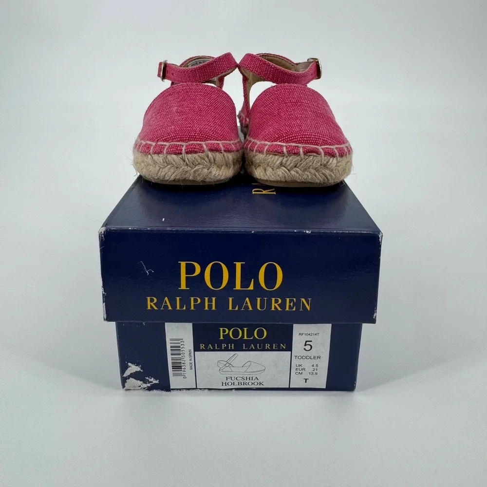 Polo Ralph Lauren Holbrook Fuchsia Pink Espadrille Sandal Toddler Sz 5 RF104214T